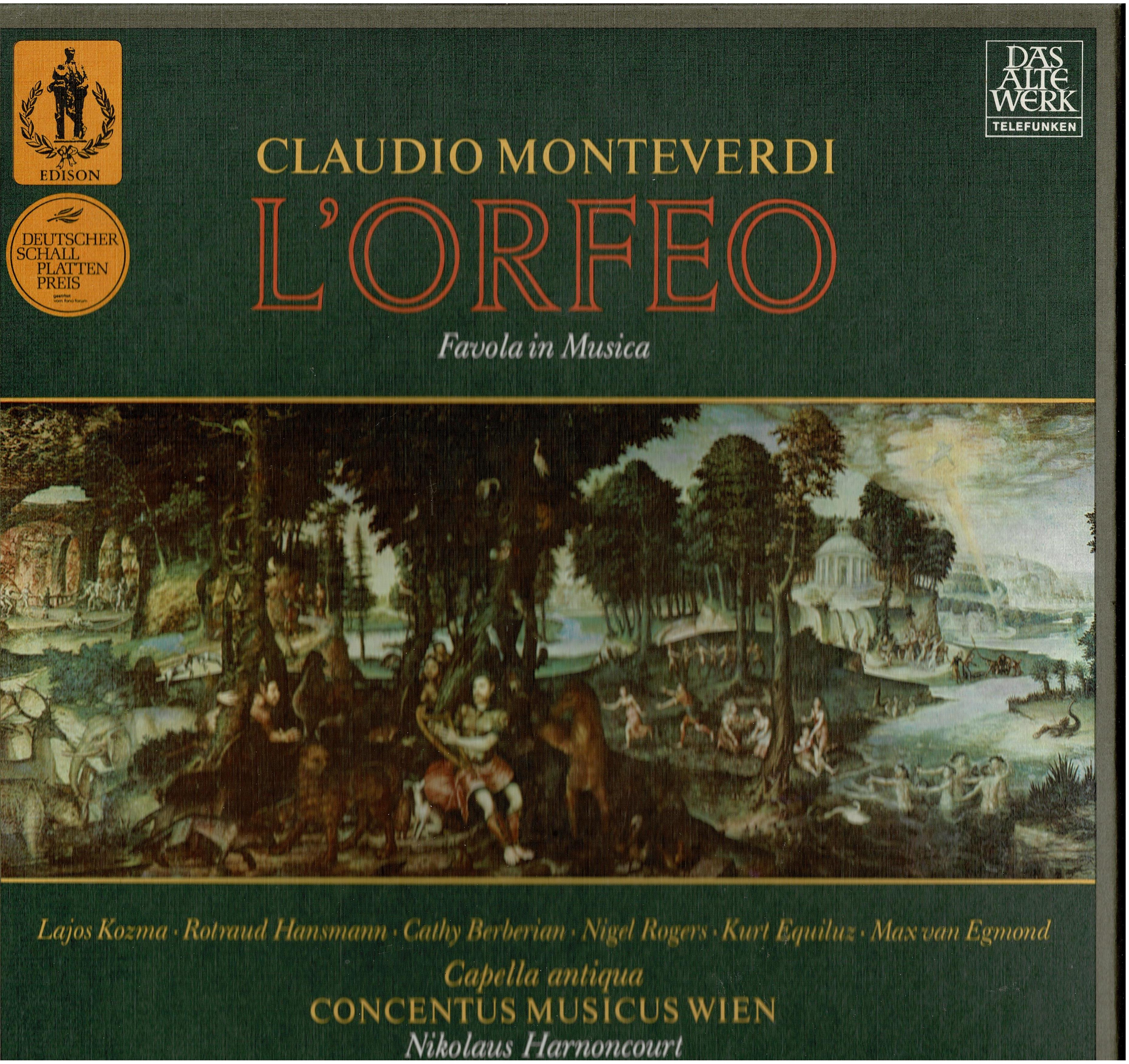 Claudio Monteverdi Harnoncourt • Lorfeo Favola In Musica 3 Lp Box