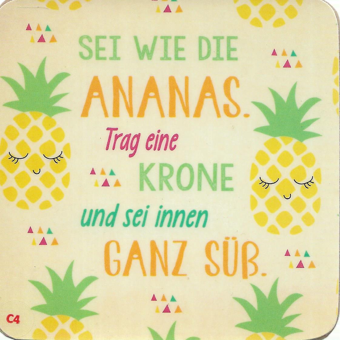 Kork - Untersetzer • Sei wie die Ananas. Trag eine Krone und sei innen ganz süß.