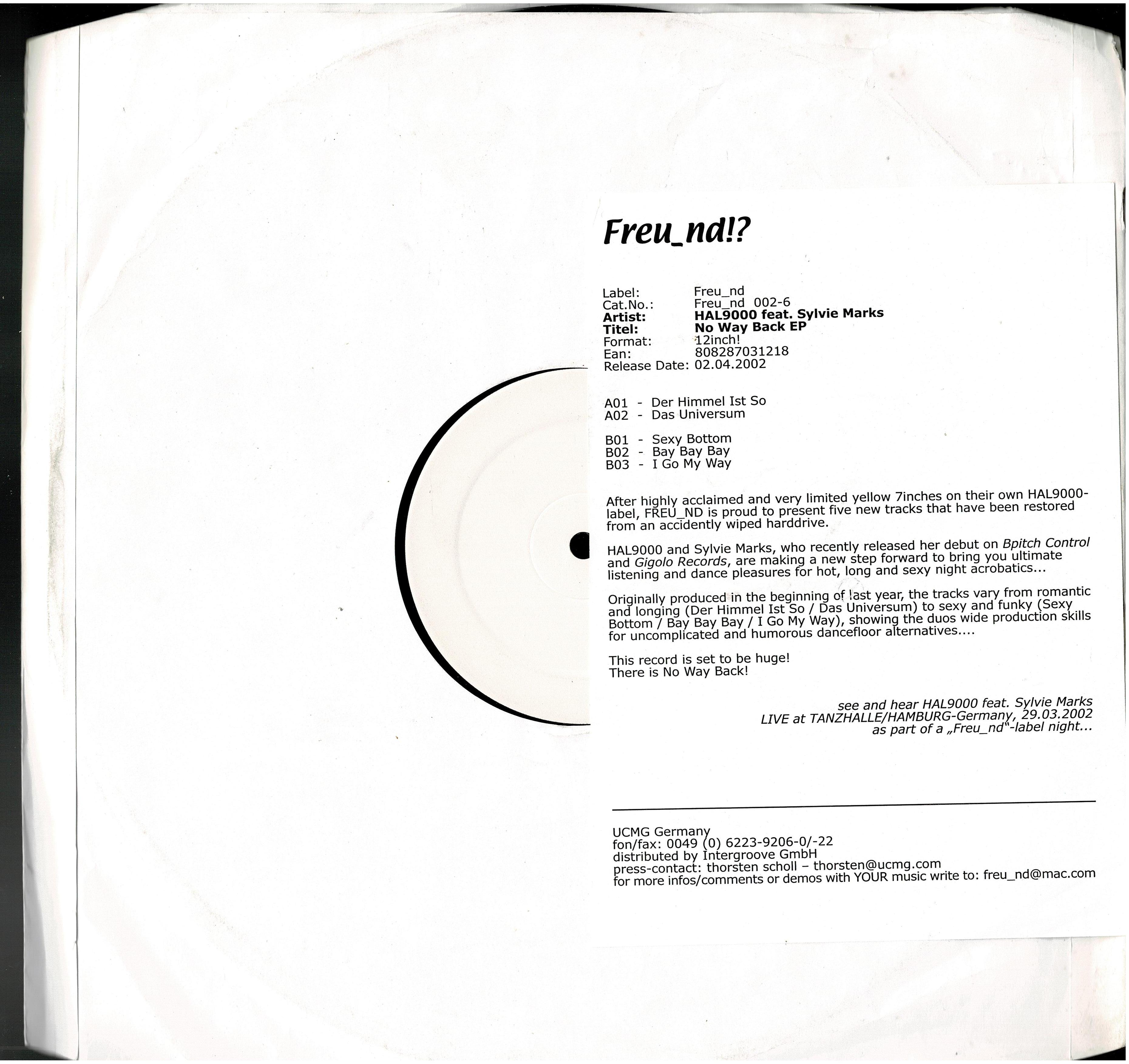 Hal 9000 Feat. Sylvie Marks • No Way Back EP