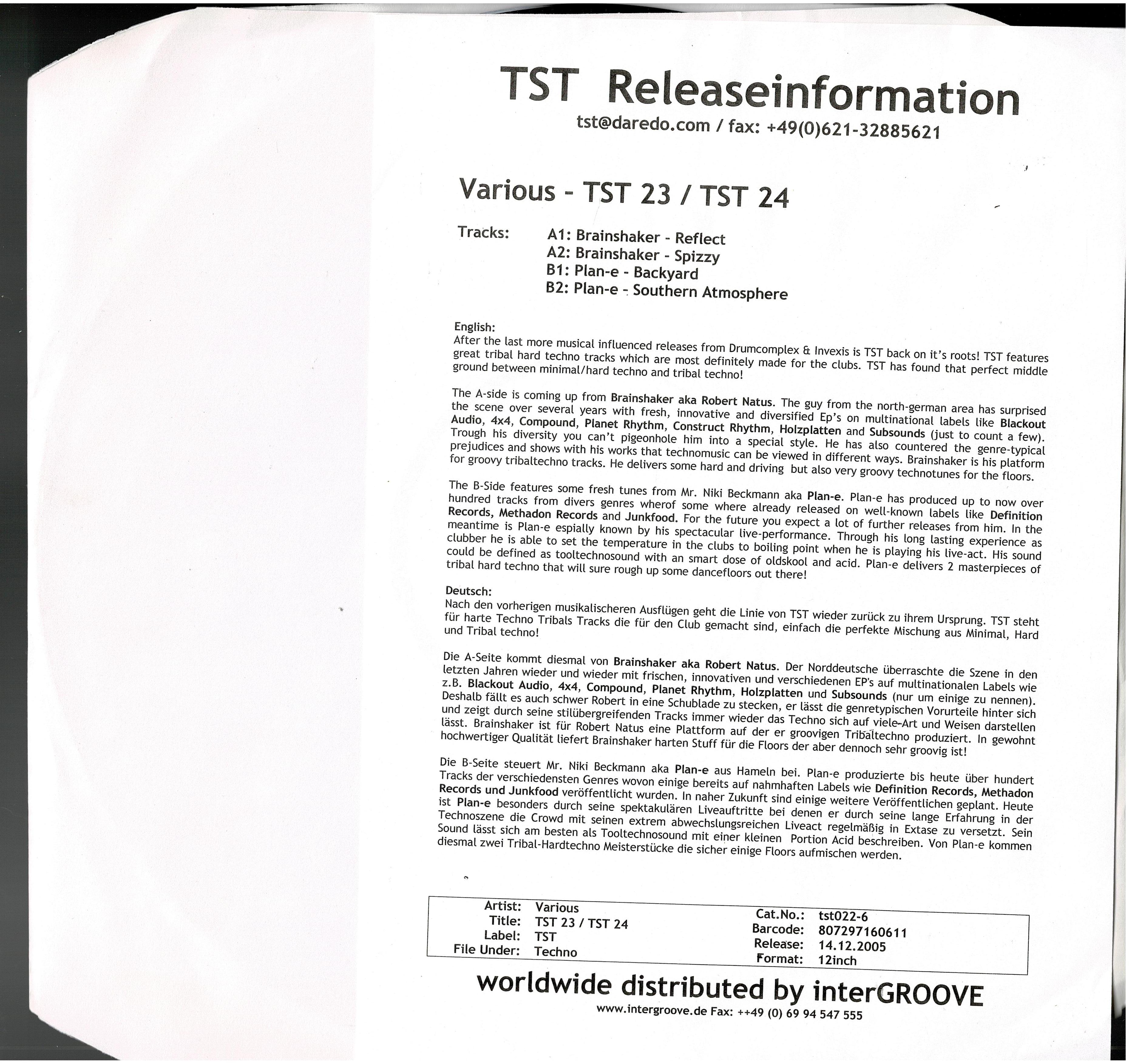 Brainshaker / Plan-E • TST 23 / TST 24