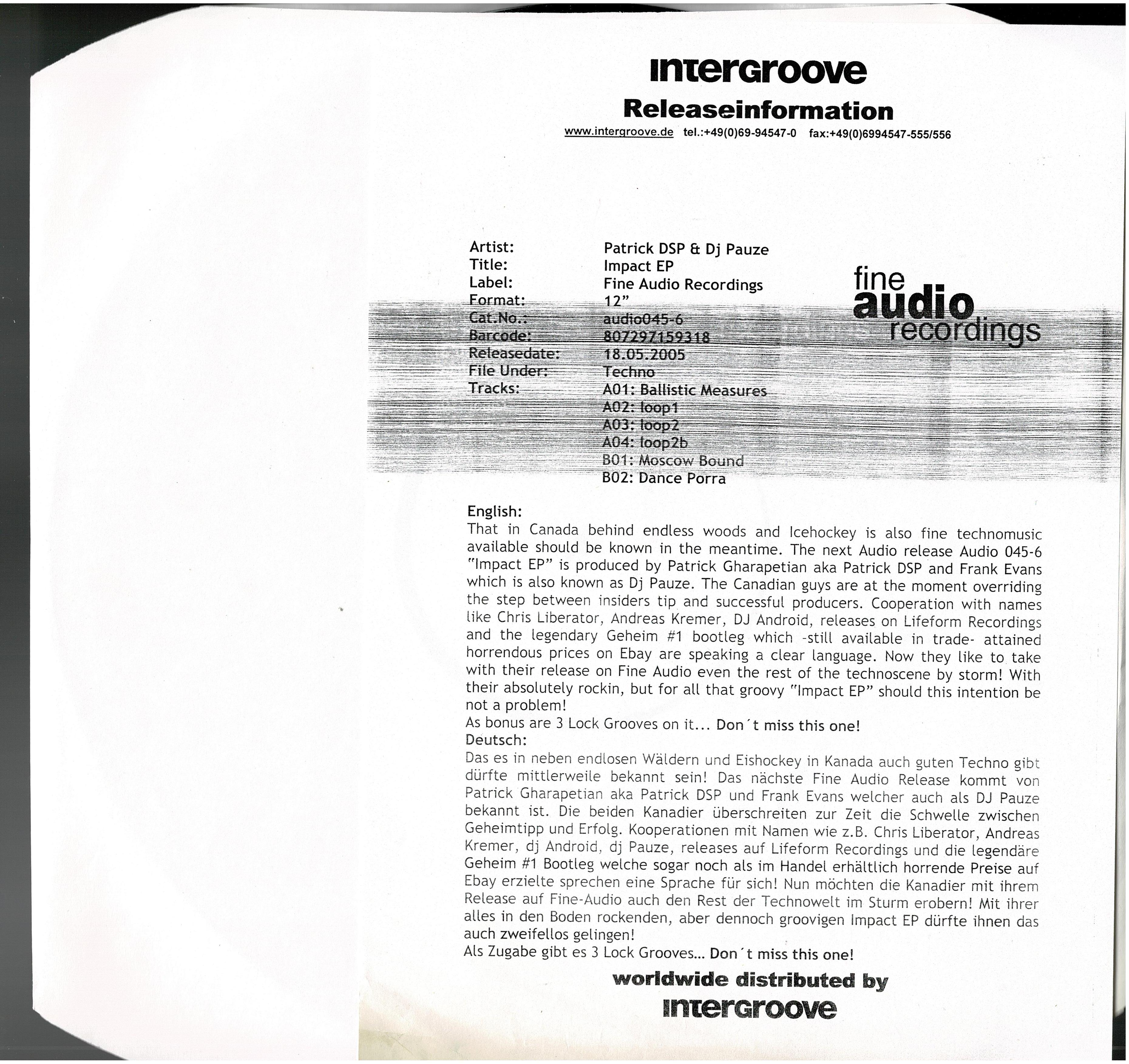Patrick DSP vs. DJ Pauze • Impact EP