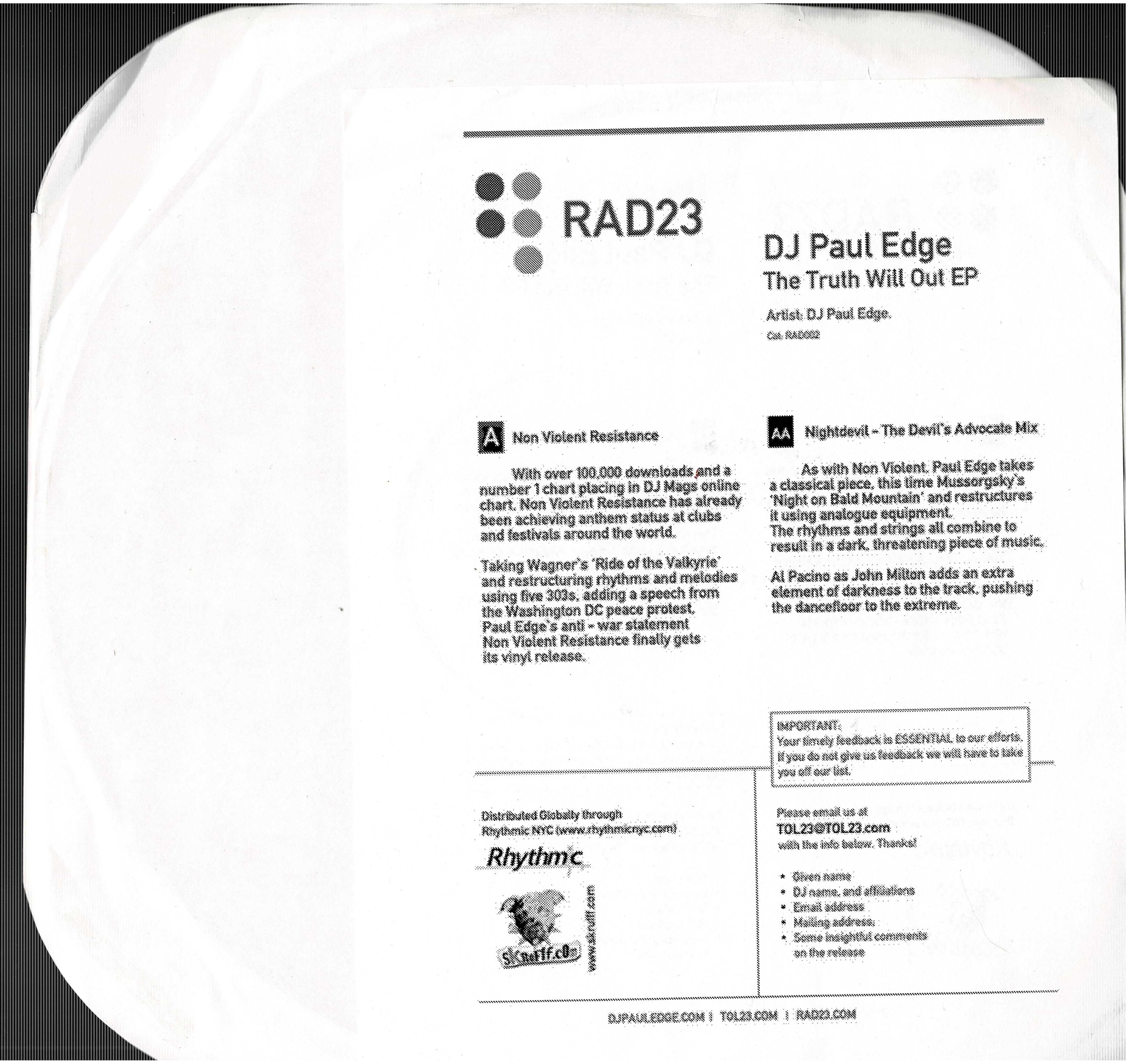 Paul Edge • The Truth Will Out EP