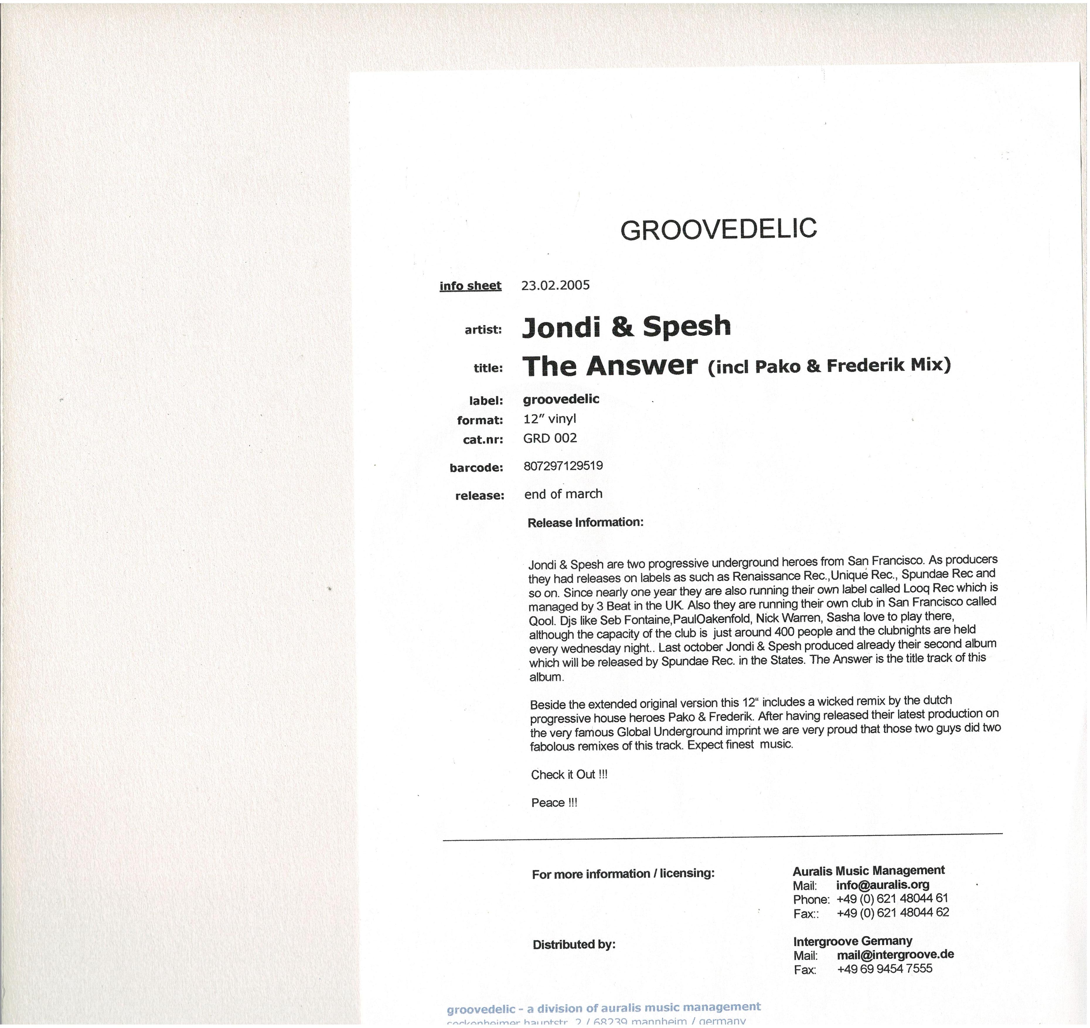 Jondi & Spesh • The Answer