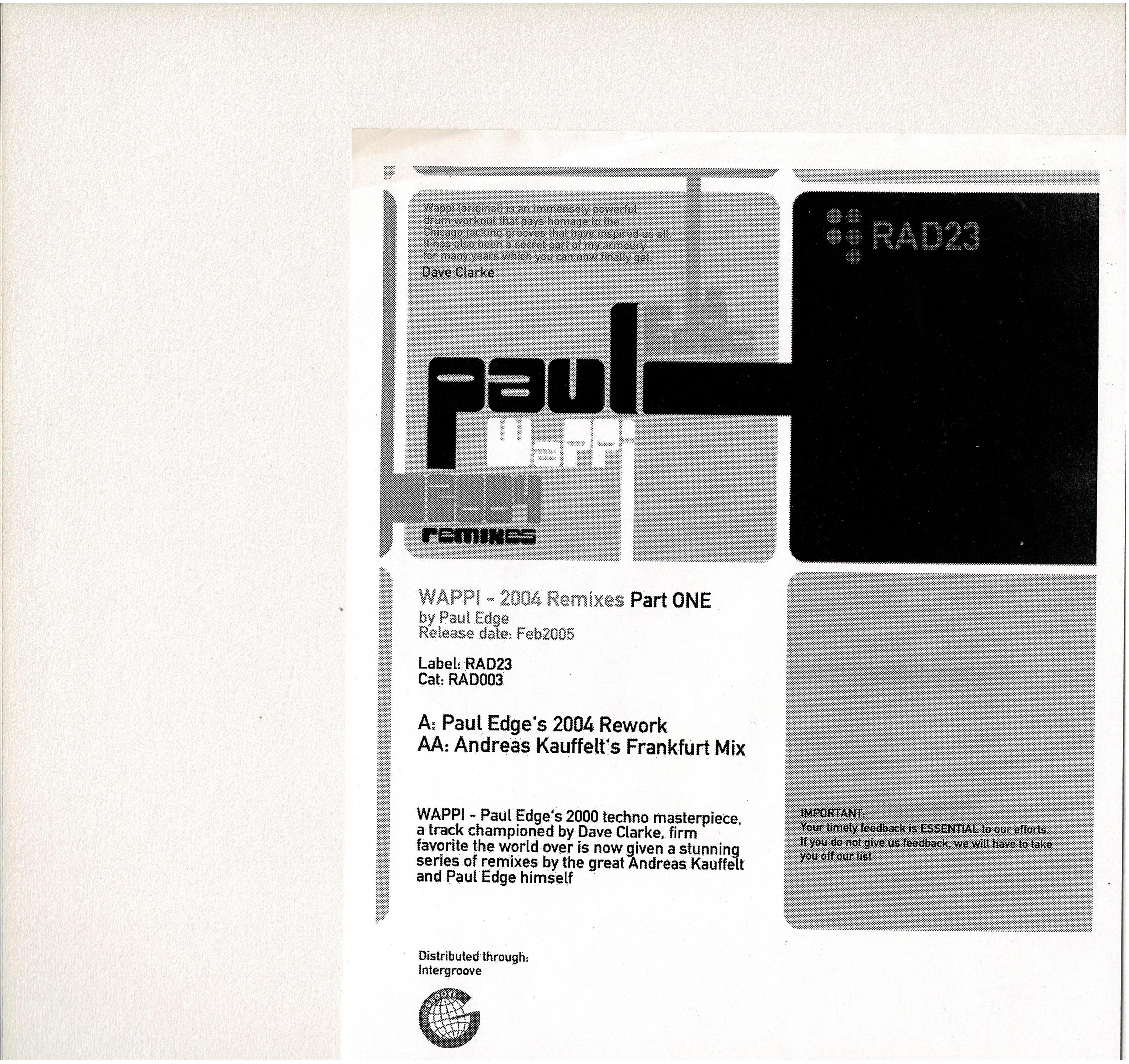 Paul Edge • Wappi - 2004 Remixes Part One