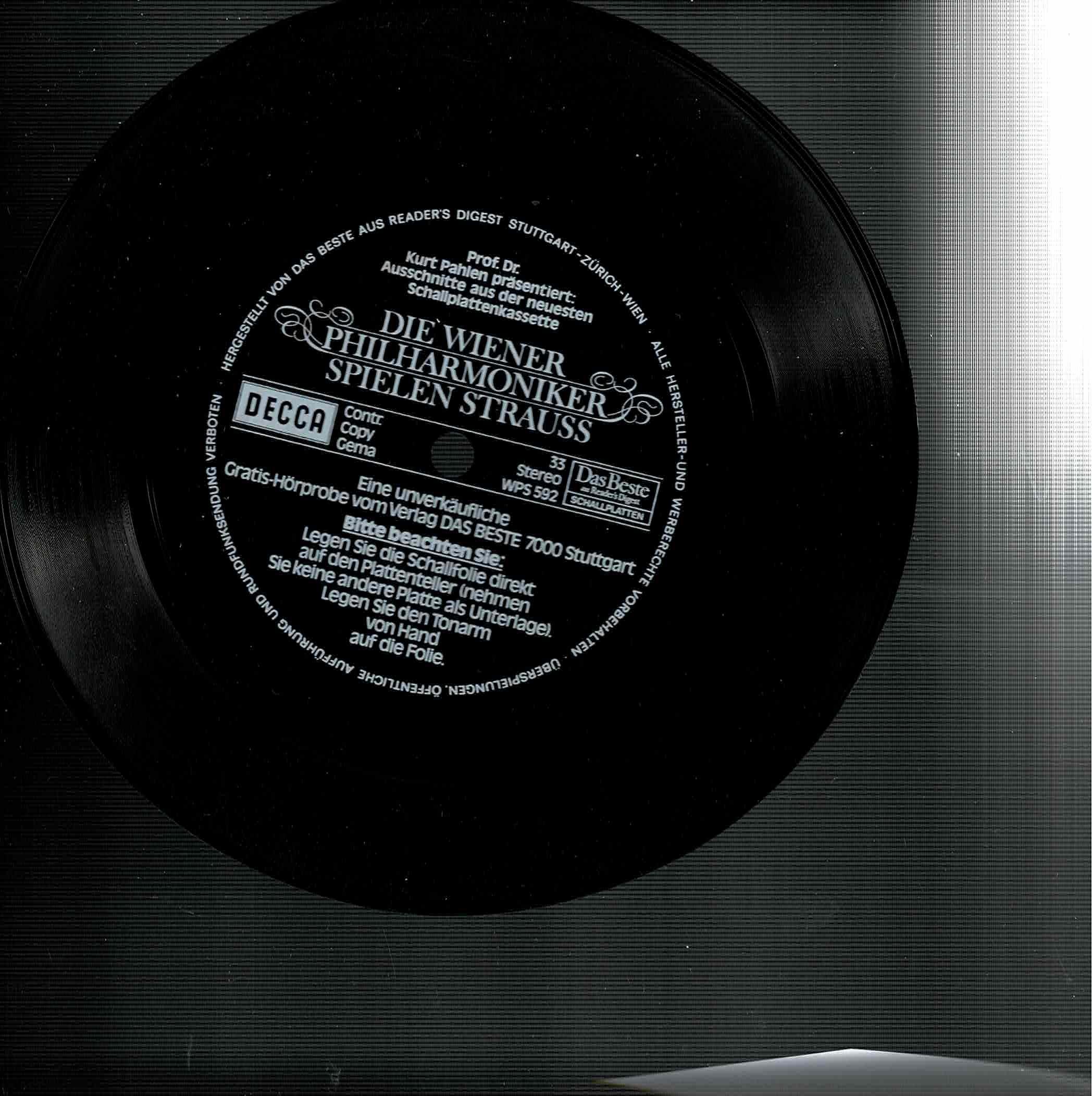 Kurt Pahlen / Wiener Philharmoniker / Johann Strauss Jr. • Die Wiener Philharmoniker Spielen Strauss - Flexi-Disc