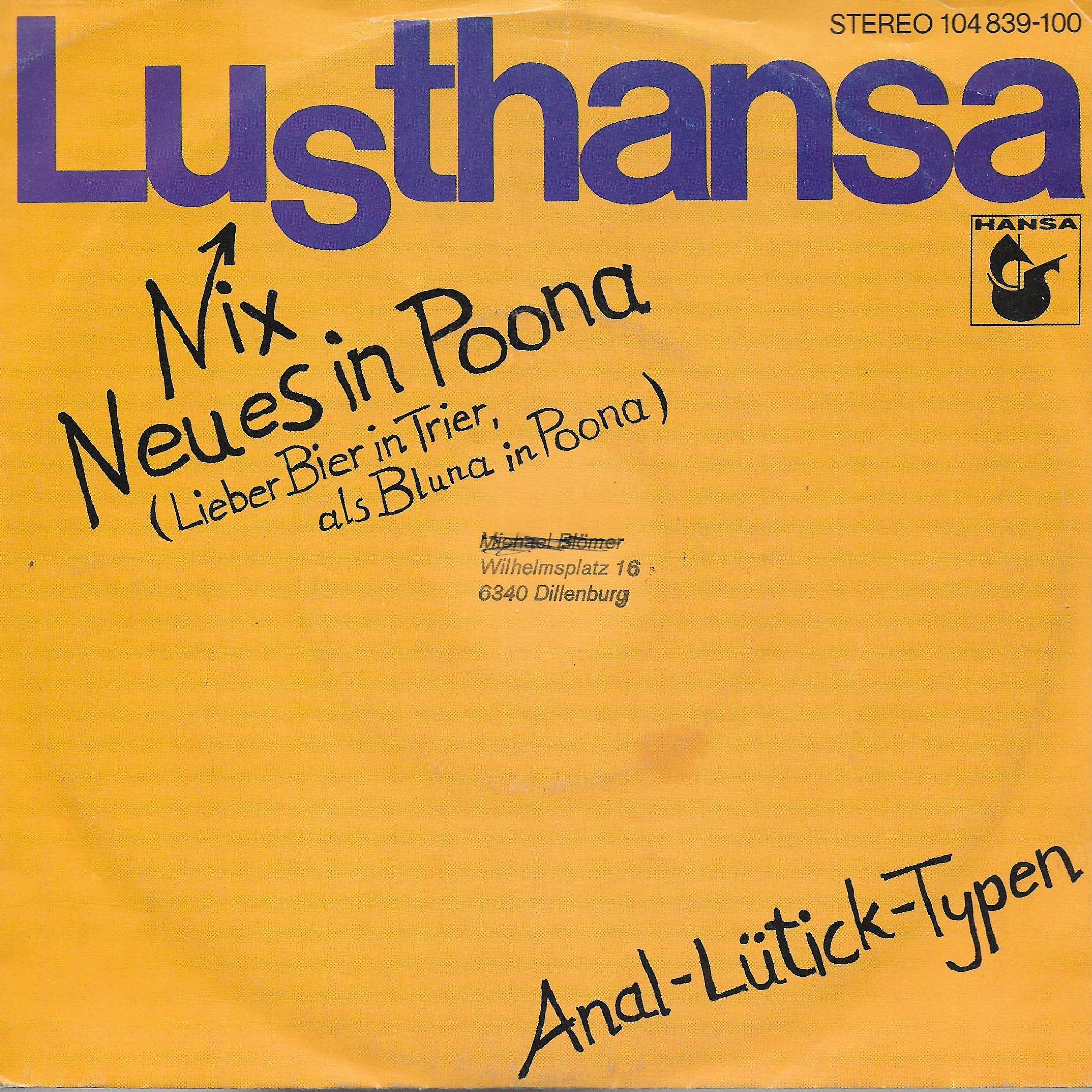 Lusthansa • Nix Neues In Poona