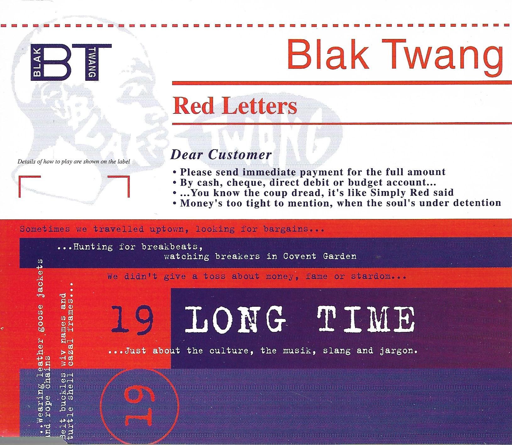 Blak Twang • Red Letters / 19 Long Time