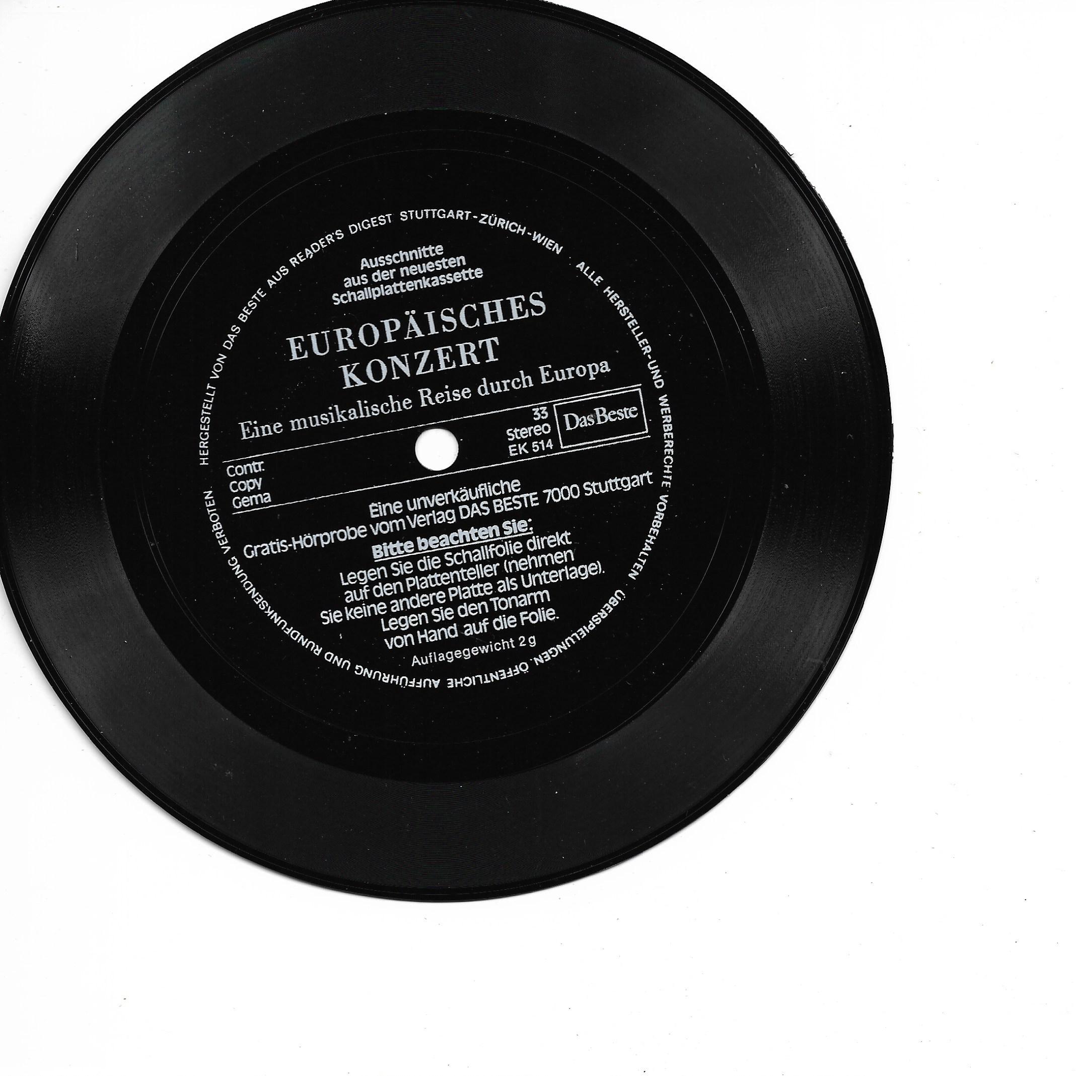 National Philharmonic Orchestra • Europäisches Konzert - Eine Musikalische Reise Durch Europa (Flexi-Disc)